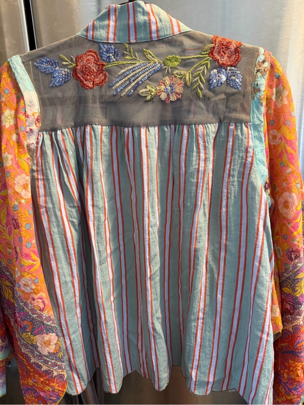 Aratta Multicolor Striped & Floral Open Kimono Jacket - Picture 9 of 12